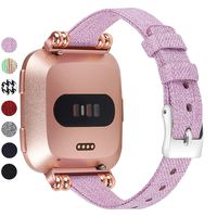 MEFEO Compatible with Fitbit Versa Bands, Woven Fabric Slim Band Narrow Stylish Wristband Replacement Strap for Fitbit Versa/Versa 2/Versa Lite Edition Women (Small, Lavender)