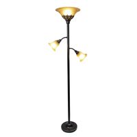 Elegant Designs LF2002-RBZ 3 Light Floor Lamp with Scalloped Glass Shades, 3.9, Restoration Bronze/Champagne