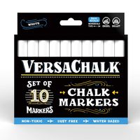 VersaChalk White Chalkboard Chalk Markers - 10 White Markers, 5mm Bold Tip - Wet Erase Dustless Chalk Ink Paint Markers for Blackboard, Dry Erase White Board, Chalkboard Sign
