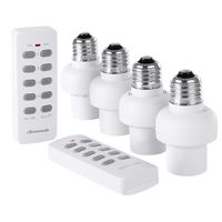 DEWENWILS Remote Control Light Lamp Socket E26/E27 Bulb Base, Wireless Light Switch Kit, White (Programmable, 4 Sockets 2 Remotes, HRLSXXA Series)