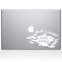 The Decal Guru 1022-MAC-12M-W Best Wishes Little Fishes Vinyl Sticker, 12" Macbook, White