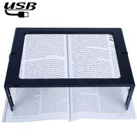 Hands-Free 3X Magnifying Glass Large Full Page Magnifier with LED Lighted, Foldable Desktop Portable Rectangular Reading Magnifier for Low Vision, Seniors with Aging Eyes (Black)