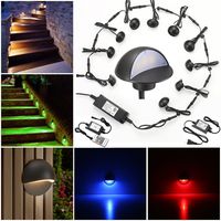 LED Deck Lights Kit, FVTLED Pack of 10 Low Voltage LED Step Stair Lights Φ1.97" Outdoor Garden Yard Decoration Lamp Recessed Landscape Pathway Step Stair RGB LED Lighting, Black