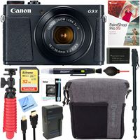 Canon PowerShot G9 X Mark II 1" 20.1MP 4X Zoom Digital Camera WiFi Black Bundle with 32GB Memory Card, Tradewind Zoom Bag 2.1, Replacement Battery, Battery Charger and Accessories (8 Items)