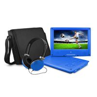 Ematic Portable DVD Player with 9-inch LCD Swivel Screen, Travel Bag and Headphones, Blue