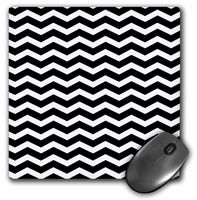 3dRose LLC 8 x 8 x 0.25 Inches Mouse Pad, Black/White Chevron Zig Zag Pattern (mp_56643_1)