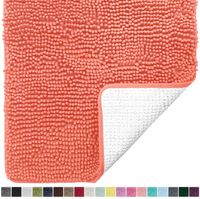 Gorilla Grip Original Luxury Chenille Bathroom Rug Mat, 44x26, Extra Soft and Absorbent Large Shaggy Rugs, Machine Wash Dry, Perfect Plush Carpet Mats for Tub, Shower, and Bath Room, Coral