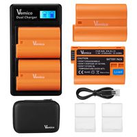 Vemico EN-EL15 EN-EL15A Battery Charger Kit 2x2100mAh Replacement Batteries for D750/D7500/D850/D810/D810A/D800/D800E/D7200/D500/D610/D600/1V1/Z6/Z7 EN-EL15 Batteries(Battery Carry Case+Battery Case)