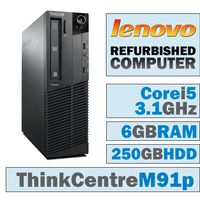Lenovo ThinkCentre M91p SFF/Core i5-2400 Quad @ 3.1 GHz/6GB DDR3/250GB HDD/DVD-RW/WINDOWS 10 PRO 64 BIT