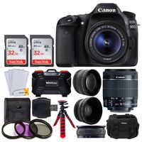 Canon EOS 80D Digital SLR Camera Body (Black) + EF-S 18-55mm f/3.5-5.6 IS STM Lens + 64GB Memory Card + 58mm 2X Telephoto & Wide Angle Lens + 3 Piece Filter Kit + 12" Flexible Tripod + Photo4Less Case