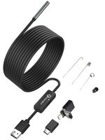 USB Endoscope 3 in 1 Borescope 5.5mm Ultra Thin Waterproof Inspection Snake Camera Micro USB and Type C for OTG Android, PC, Notebooks Windows Mac with 5M 16.4FT Semi-Rigid Cord with LED Light