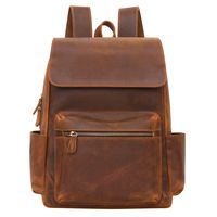 Jack&Chris Genuine Leather Backpack Laptop School College Bag for Men and Women,1802-7