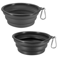 STARUBY 2-Pack Large Collapsible Dog Bowl 7 Inch Diameter, Foldable Pet Travel Food Bowl, Portable Cat Feeding Dish, for Outdoor Camping Pet Food Water Bowl Black