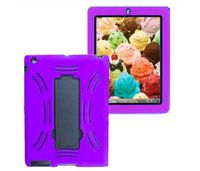 Ipad 2nd, 3rd, 4th Generation case Shell Rugged Shockproof Silicone Protective 3 in 1 Case Cover for ipad 2/3/4 Model : A1397, A1416, A1395, A1396, A1403, A1458, A1460, A1430 (Purple Blac