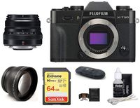 FUJIFILM X-T30 Mirrorless Digital Camera Body (Black) + XF 35mm f/2 R WR Lens (Black) Bundle, Includes: SanDisk 64GB Extreme SDXC Memory Card, Card Reader, Memory Card Wallet and Lens Cleaning Kit
