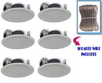 Yamaha Custom Easy-to-install In-Ceiling 3-Way 100 watts Natural Sound Speaker (Set of 6) with Dual Tweeters & 6-1/2" Woofer + 50 feet of Oxygen-Free Copper Speaker Wire