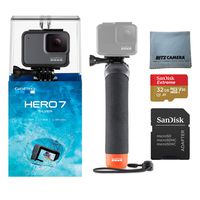 GoPro Hero7 Silver Bundle with GoPro Float Handle, Sandisk U3 32GB Memory Card and Ritz camera Cleaning Cloth