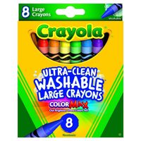 Crayola Washable Crayons, Large, 8 Colors - 2 Packs