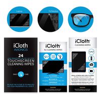 iCloth Lens and Screen Cleaner Pro-Grade Individually Wrapped Wet Wipes, Wipes That Clean Smartphones, Tablets, Laptops, and HDTVs -Combo Pack of 64