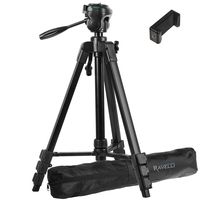 Ravelli Lightweight Aluminum Tripod, Includes Carry Bag and Universal Smartphone Mount (61" Tripod)