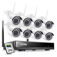 ZOSI 8CH Security Wireless Cameras System, 8Channel 1080P WiFi NVR and 8Pcs 2.0MP Security Ip Cameras Kit & 2TB hard drive - Smartphone Easy Remote Viewing Weatherproof 24/7 Reocrding Support