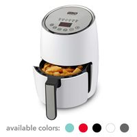 DASH Compact Electric Air Fryer + Oven Cooker with Digital Display, Temperature Control, Non Stick Fry Basket, Recipe Guide + Auto Shut Off Feature, 1.6 L, up to 2 QT, White
