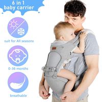 Lictin Baby Carrier 6-in-1 Ergonomic Backpack Carry with Hip Seat for Infants from 3.5KG to 20KG with 2 Cotton Bibs, 1 Pacifier Chain, with CE ASTM Certificated Tummy Carrier for Hiking, Shopping