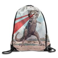 Cat Dinosaur Lightweight Drawstring Bag Sport Gym Backpack Gym Bag For Men And Women