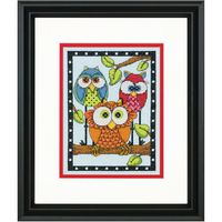 Dimensions 70-65159 Owl Trio Counted Cross Stitch Kit,  5" x 7"