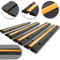 Happybuy 4 Pack of 1-Channel Rubber Cable Protector Ramps Heavy Duty 18000Lbs Load Capacity Cable Wire Cord Cover Ramp Speed Bump Driveway Hose Cable Ramp Protective Cover (1-Channel, 4Pack-18000Lbs)