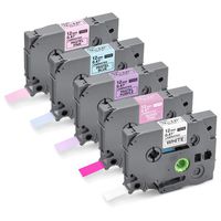 Mata1 Label Tape Refills (Multicolor, 12mm x 8m, 5 Pack), Compatible with Brother P-Touch Label Makers, TZE Laminated Tape Replacement Cartridges, Self-Adhesive Tape, Labels, Labeling Tape