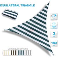 PATIO Paradise 7' x 7' x 7' Green & White Strips Sun Shade Sail Triangle Canopy, 180 GSM Permeable Canopy Pergolas Top Cover, Permeable UV Block Fabric Durable Outdoor, Customized Available