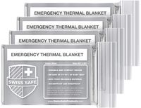 Swiss Safe Emergency Mylar Thermal Blankets (4-Pack) + Bonus Signature Gold Foil Space Blanket: Designed for NASA, Outdoors, Hiking, Survival, Marathons or First Aid