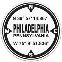 D.M.S. Coordinants Philadelphia Pennsylvania - 5 Inch Black and White Decal for Macbooks or Laptops - Proudly Made in The USA from Adhesive Vinyl