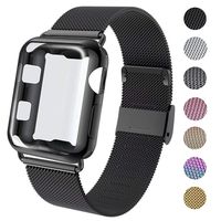 GBPOOT Compatible for Apple Watch Band 38mm 40mm 42mm 44mm with Screen Protector Case, Sports Wristband Strap Replacement Band with Protective Case for Iwatch Series 4/3/2/1,38mm,Black