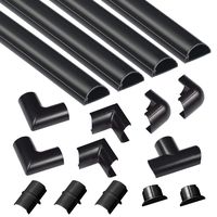 D-Line Cable Raceway Kit, Self Adhesive Wire Covers, Electrical Raceway Cable Organizer for Home Theater, TV, Office and Home - 4 x 39 Inch Channels Per Pack (Black, Medium)