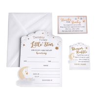 Lillian Rose Twinkle Little Star Theme Baby Shower Invitation Set, White