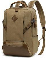 Vintage School Backpack, Kasqo Water-resistant Canvas 15.6 inch Laptop Backpack with USB Charging Port