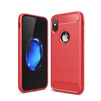 Kit Me Out World Carbon Series Case Designed for iPhone Xs Case, Full Matte Slim Fit Flexible TPU Minimal Durable Protection Case Cover Brushed Carbon Fiber Effect (Red)
