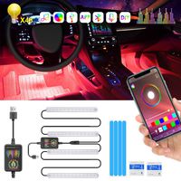 ATDIAG Car Interior LED Lights Strip 48 Pcs LEDs Bluetooth RGB Rock Atmosphere Lights USB Charging for Android/IOS App Controlle Multi DIY Color With Music Sound Active Function