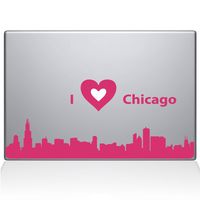 The Decal Guru I love Chicago Decal Vinyl Sticker, 13" MacBook Pro (2016 & Newer Models), Pink (2328-MAC-13X-BG)