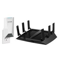 NETGEAR Nighthawk X4S Wall-Plug Tri-Band WiFi Range Extender (EX7500) with NETGEAR Nighthawk X6 AC3200 Tri-Band Gigabit WiFi Router (R8000)