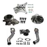 yjracing Bellowed Up Pipes, Exhaust Housing & Turbo Pedestal Kit W/Compressor Wheel Fit for 99.5-03 Ford 7.3 Powerstroke Diesel