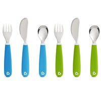 Munchkin Splash Toddler Fork, Knife and Spoon Set, 6 Pack, Blue/Green