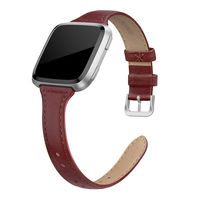SWEES Leather Bands Compatible with Fitbit Versa 2 / Fitbit Versa Lite & SE/Fitbit Versa, Slim Thin Genuine Leather Replacement Strap for Versa Women (5.5" - 7.9"), Black, Champagne, Rose Gold, Tan
