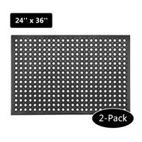 ROVSUN Rubber Floor Mat with Holes, 24''x 36'' Anti-Fatigue/Non-Slip Drainage Mat, for Industrial Kitchen Restaurant Bar Bathroom, Indoor/Outdoor Cushion (2)