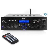 Wireless Bluetooth Power Amplifier System - 200W Dual Channel Sound Audio Stereo Receiver w/ USB, AUX, MIC in w/ Echo, Radio - for Home Theater Entertainment via RCA, Studio Use - Pyle PDA65BU