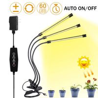 Elaine LED Grow Light for Indoor Plant, Upgraded Version 60W LED Auto ON/Off Timer Full Spectrum Plant Lights 3/6/12H Timing 5 Dimmable Levels for House Garden Hydroponics Succulent Growing