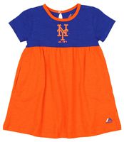 OuterStuff MLB Little Girls Toddler 7th Inning Twirl Dress, New York Mets, 2T