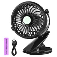 WoneNice Battery Operated Clip on Mini Desk Fan with Large Capacity of 2600mAh, Portable Rechargeable USB Fan for Office Home School and Gym, Baby Stroller (Black)